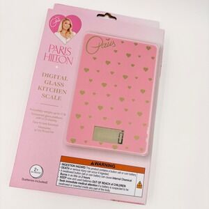 Paris Hilton Digital Glass Kitchen Scale Pink Gold Hearts New
